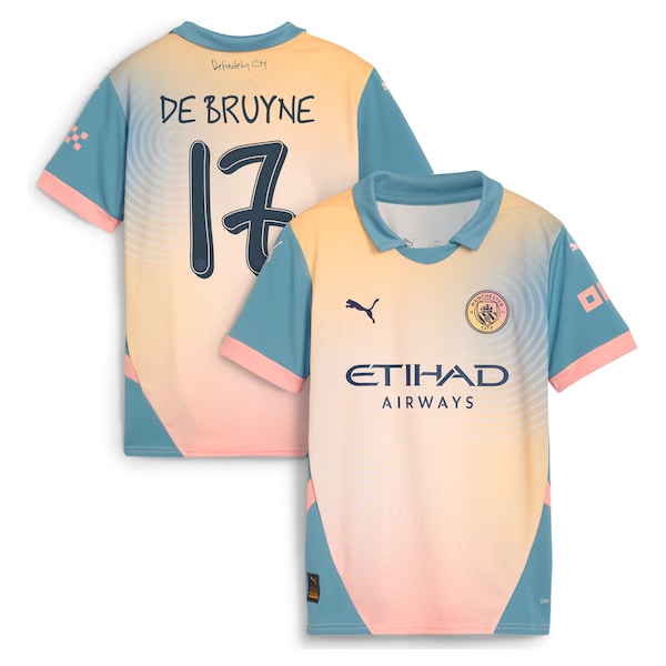 Kevin De Bruyne Manchester City Puma Youth 2024/25 Fourth Replica Player Jersey - Blue/Light Blue