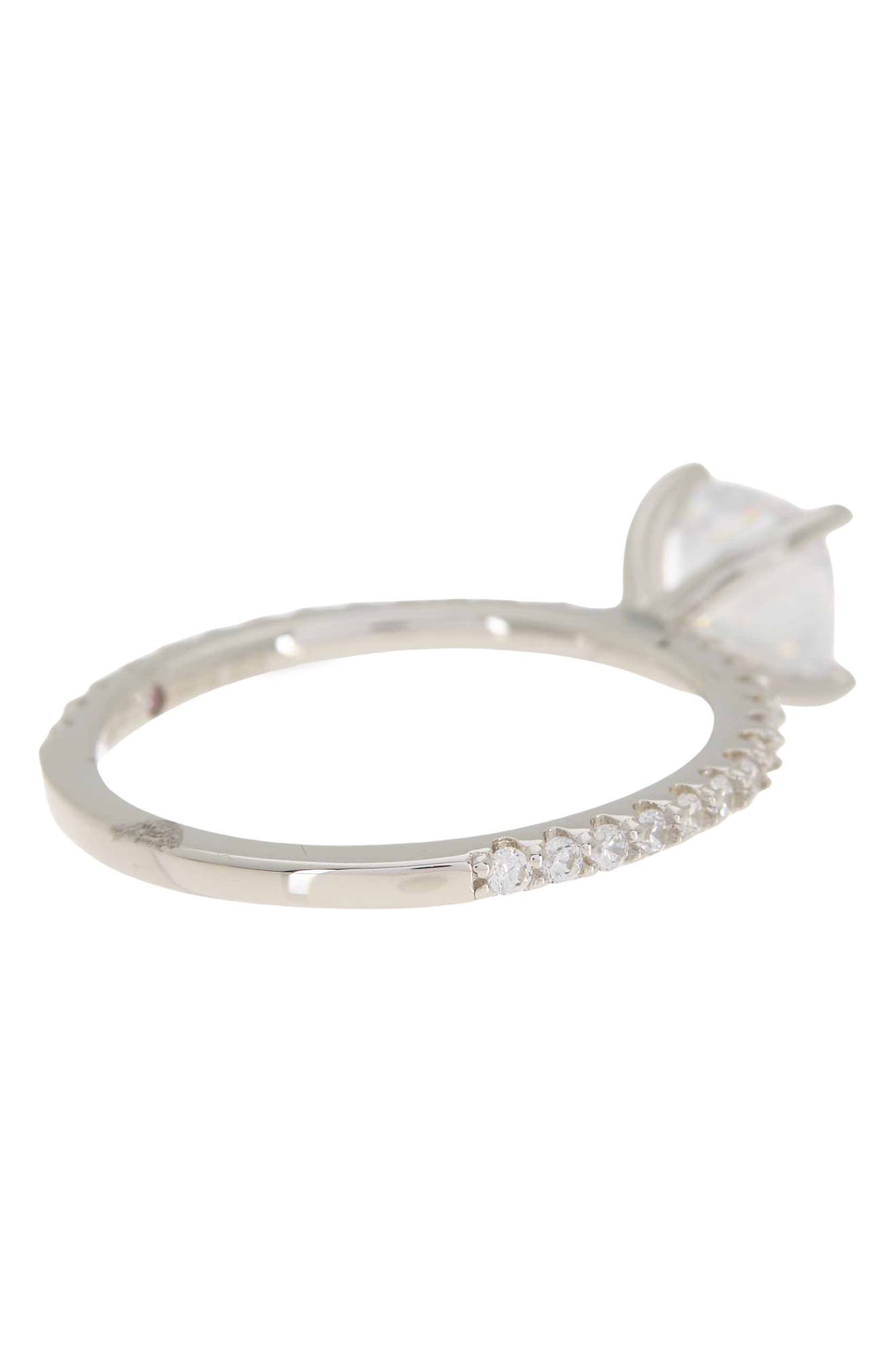 SUZY LEVIAN Sterling Silver Cushion CZ Silver Bridal Ring