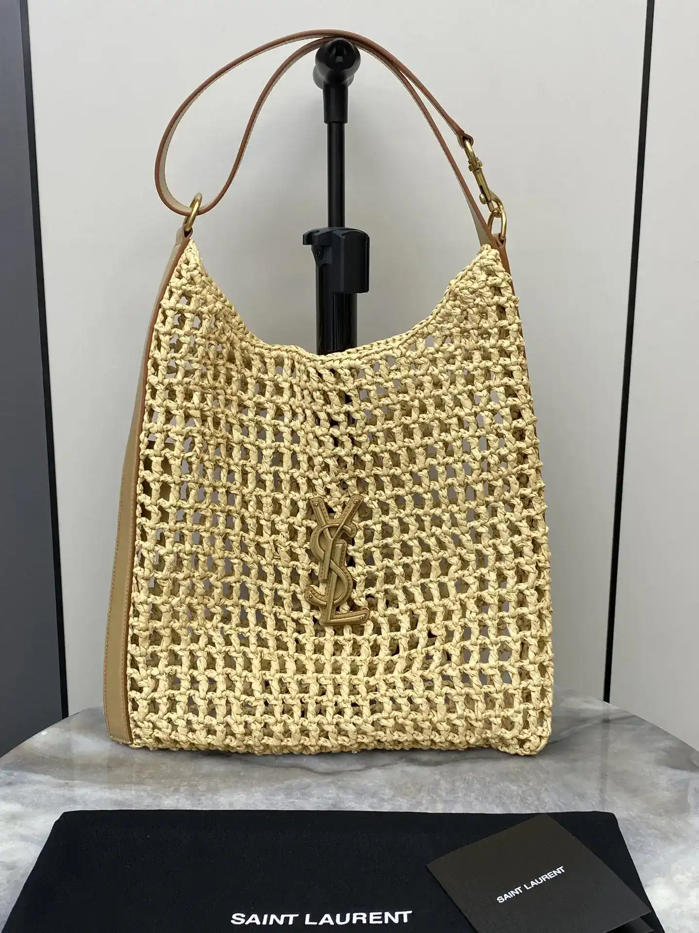 Saint Laurent Gold Straw Woven Hobo Bag product photo from LabelPicks