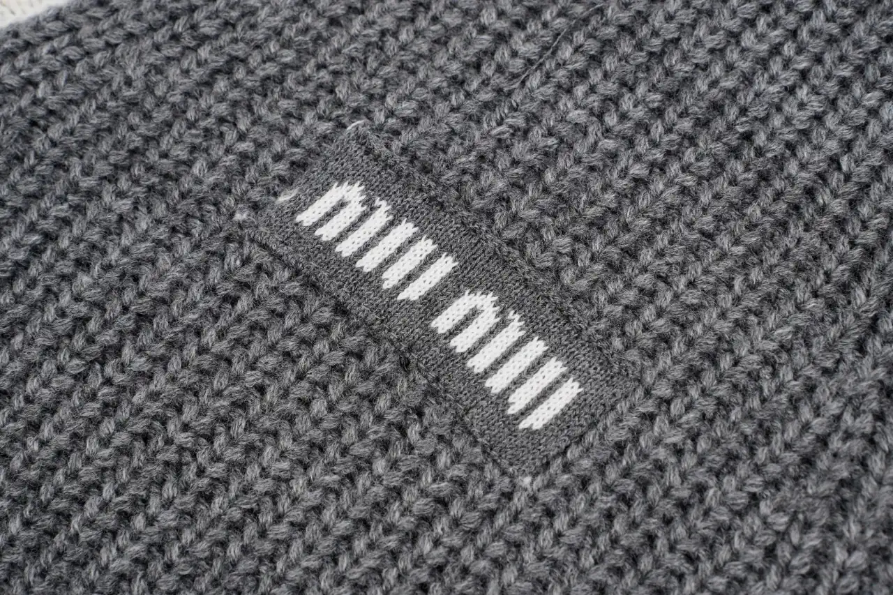 Miu Miu Grey White Trim Logo Knit Cardigan Jacket product photo from LabelPicks