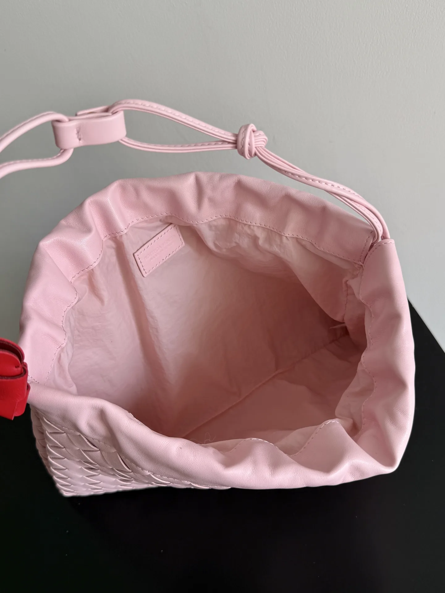 Bottega Veneta Pink Dustbag Intrecciato Woven Leather Bucket Bag product photo from LabelPicks