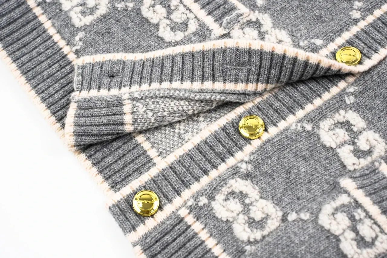 GUCCI Smoke Grey GG Jacquard Wool Cardigan product photo from LabelPicks