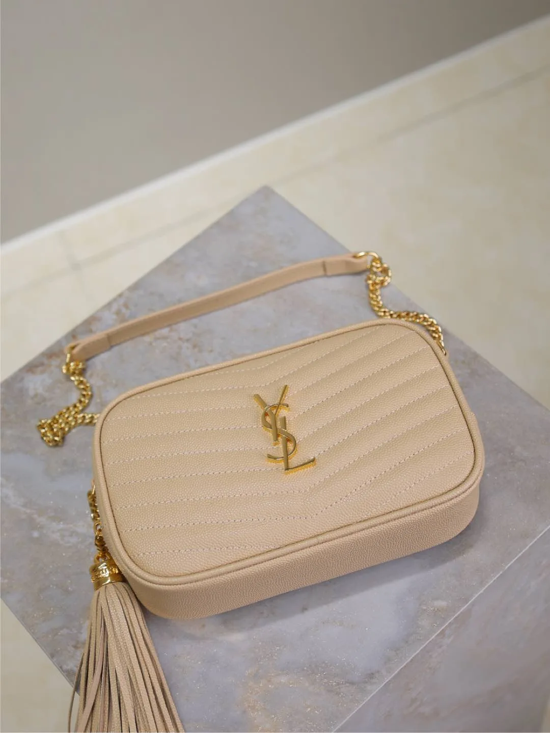 Saint Laurent Beige Calfskin Shoulder Bag product photo from LabelPicks