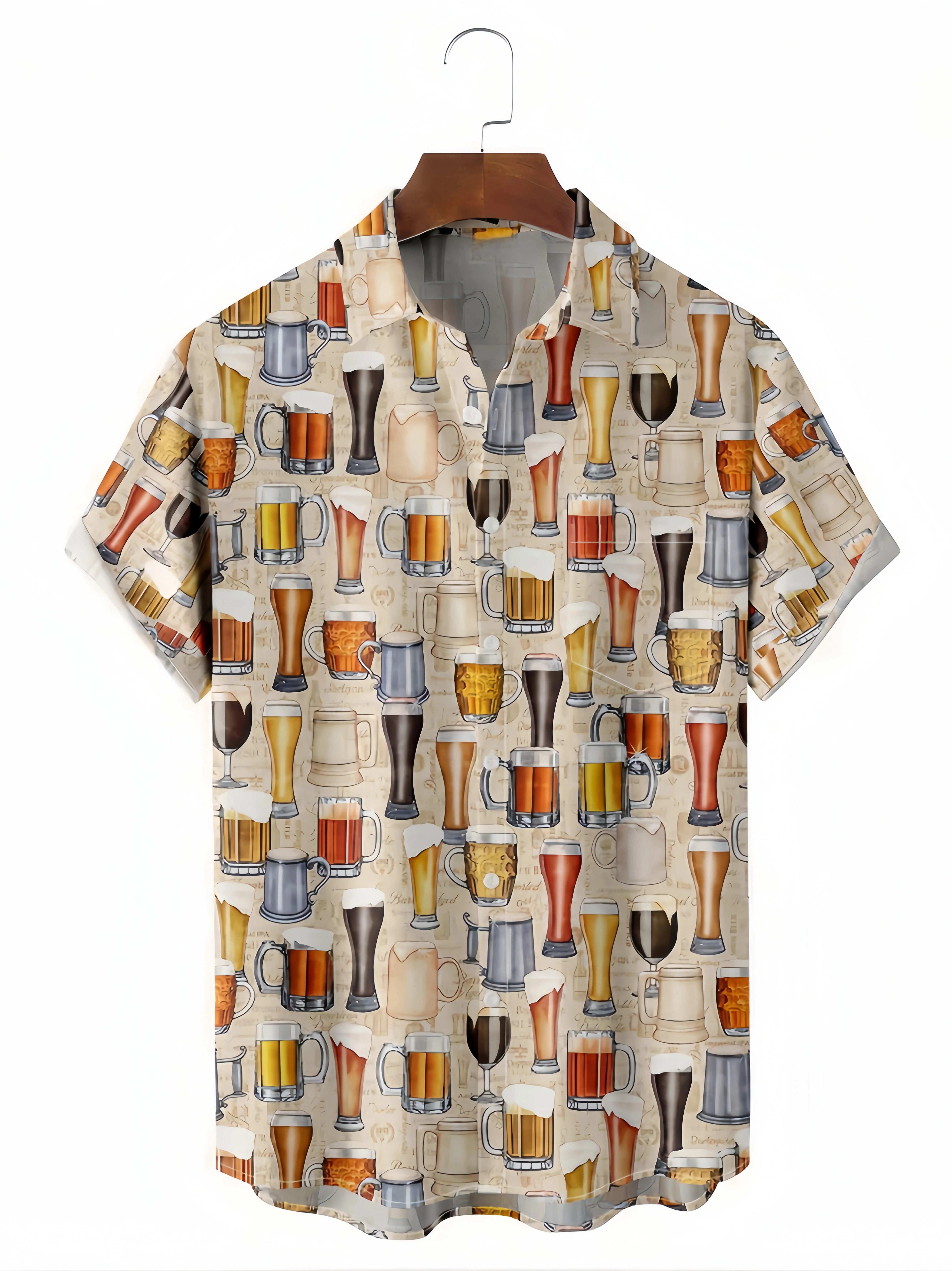 Beer Chest Pocket Short Sleeve Casual Shirt