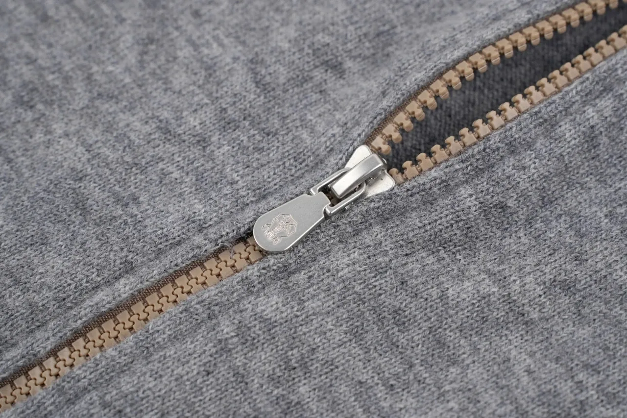 Brunello Cucinelli Light Grey Wool Zip Cardigan product photo from LabelPicks