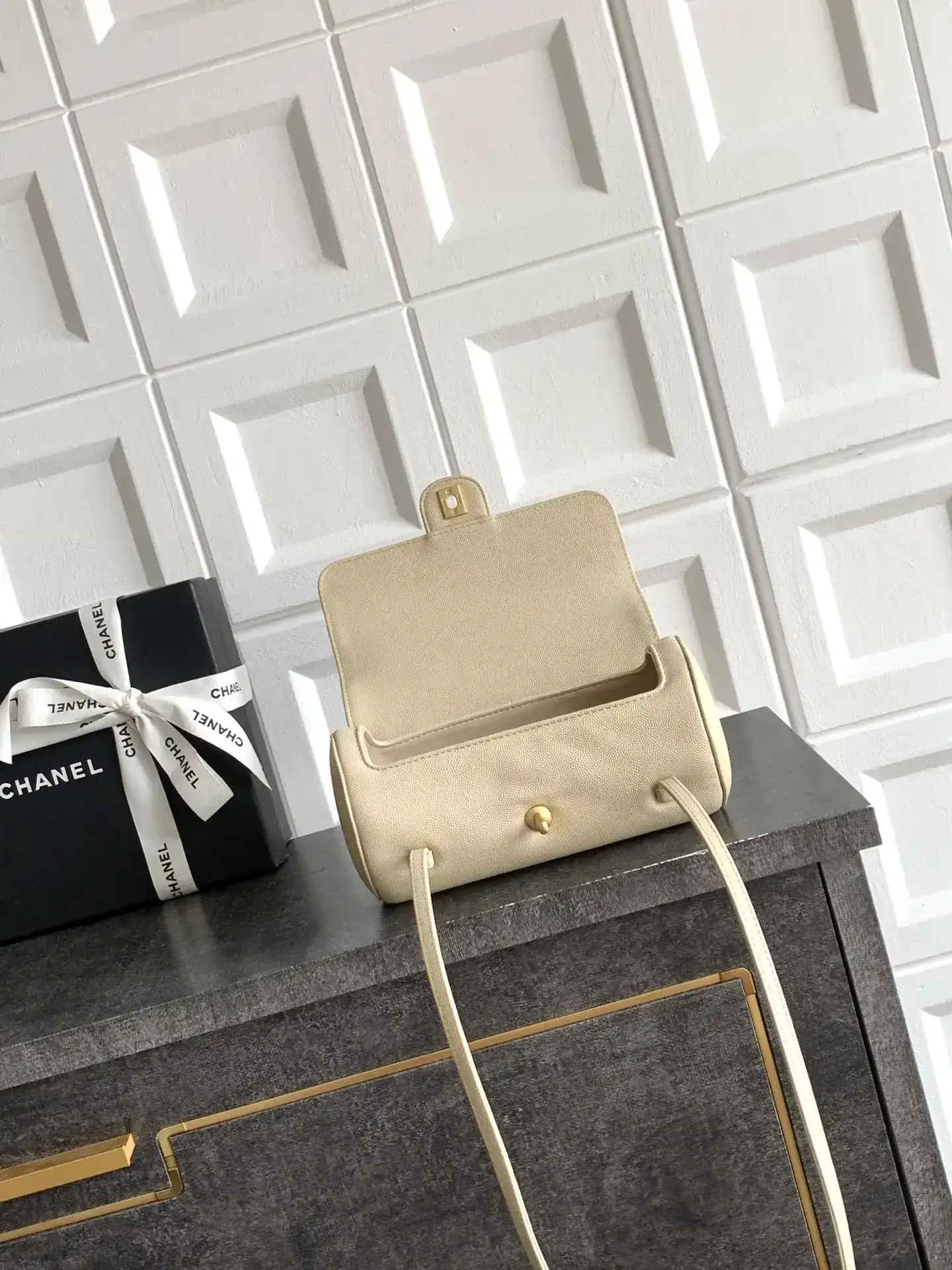 Chanel Beige Quilted Leather Top Handle Bag product photo from LabelPicks