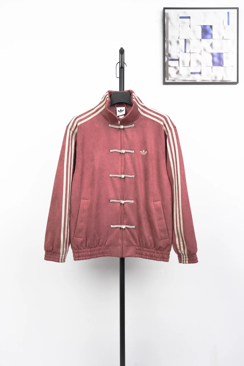 adidas Originals Rose Red Suede Toggle-Collar Jacket product photo from LabelPicks