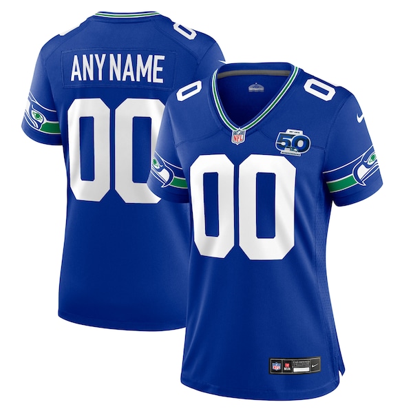 Seattle Seahawks Nike Women's 50th Season Throwback Custom Game Jersey - Royal/College Navy/Neon Green