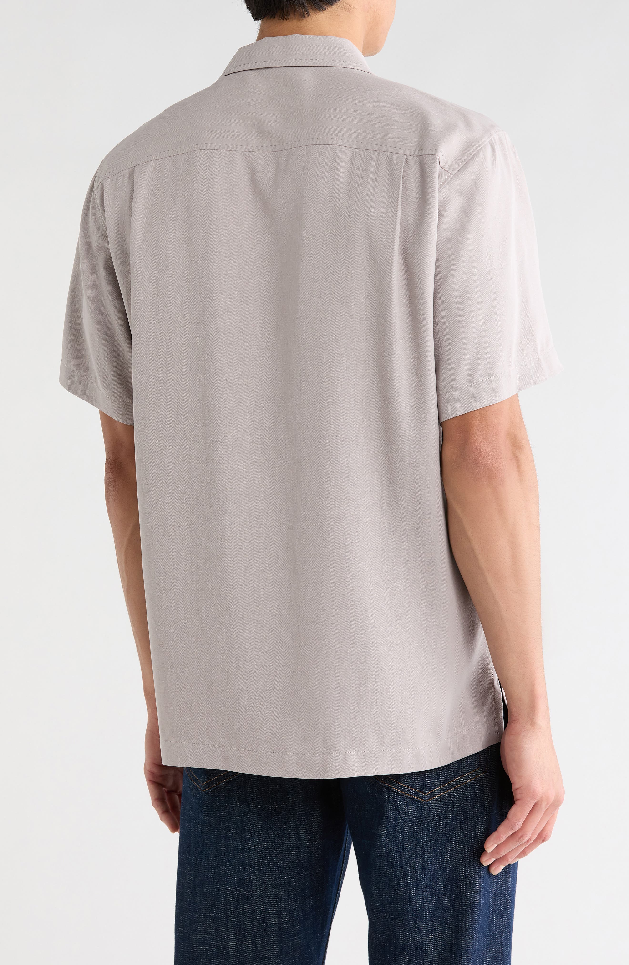 Tommy Bahama Herringbone Short Sleeve Silk Button-Up Camp Shirt