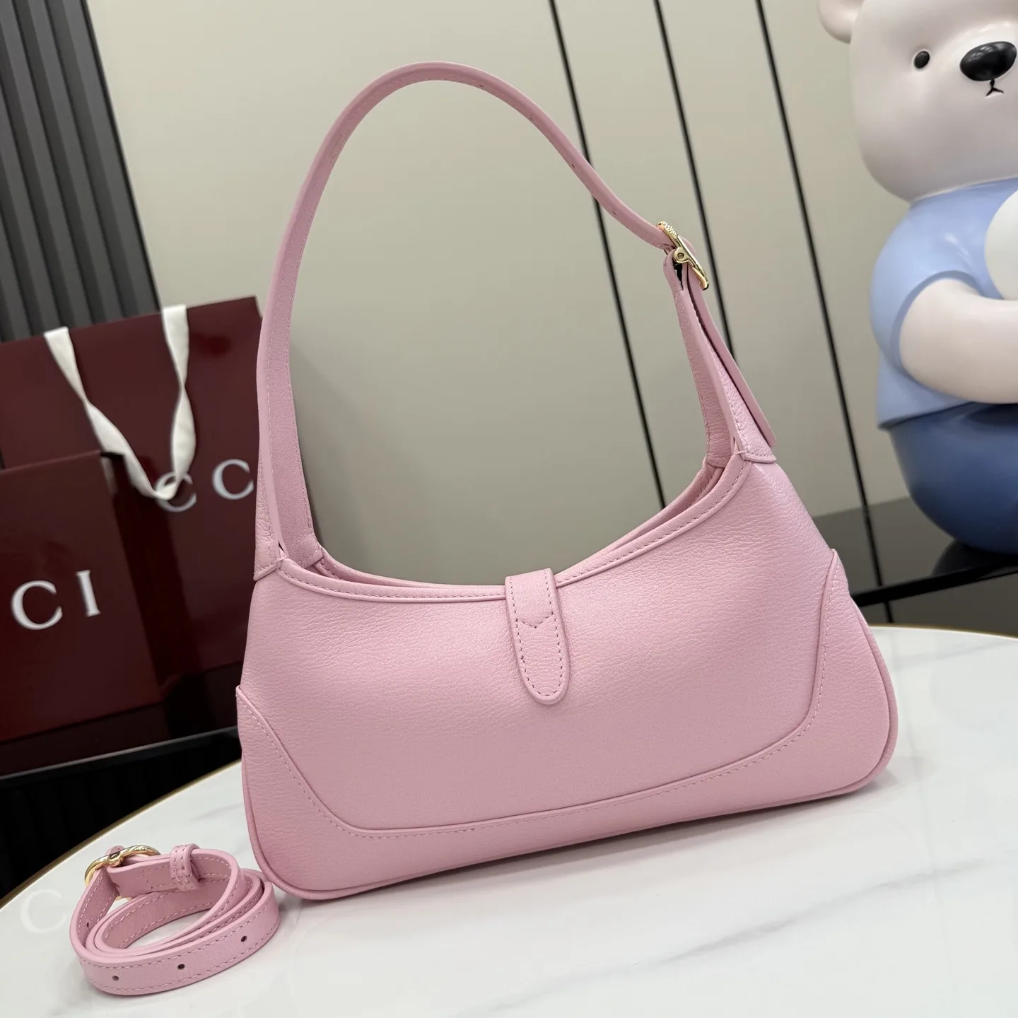 Gucci Jackie Pink Grained Leather Shoulder Bag product photo from LabelPicks
