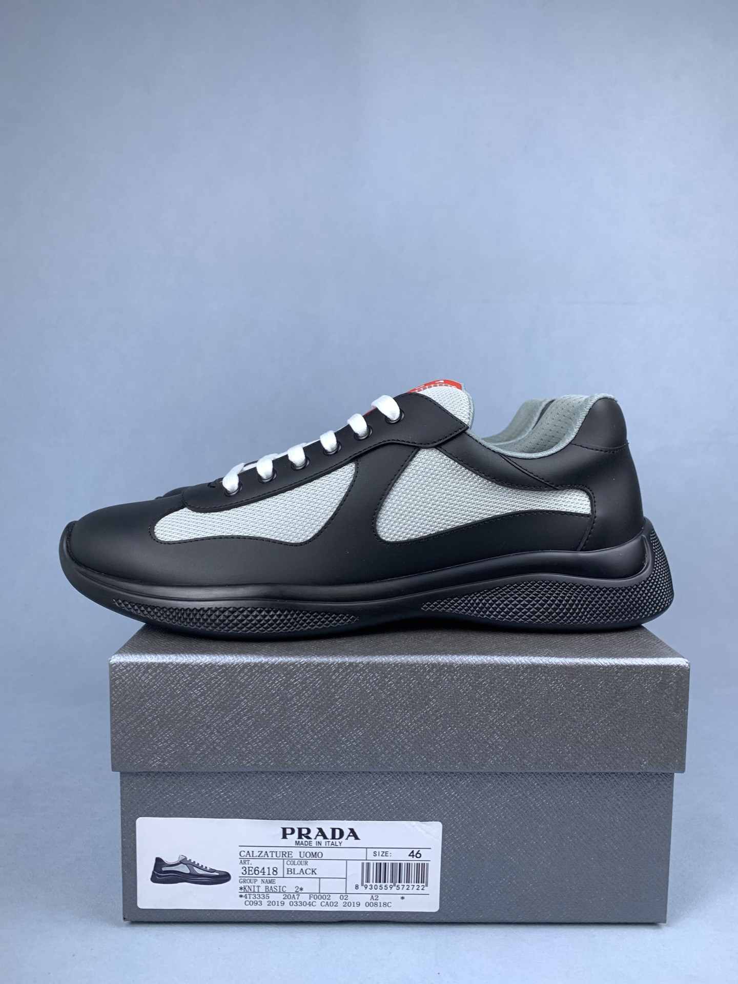 Patent leather and technical fabric Prada America's Cup sneakers