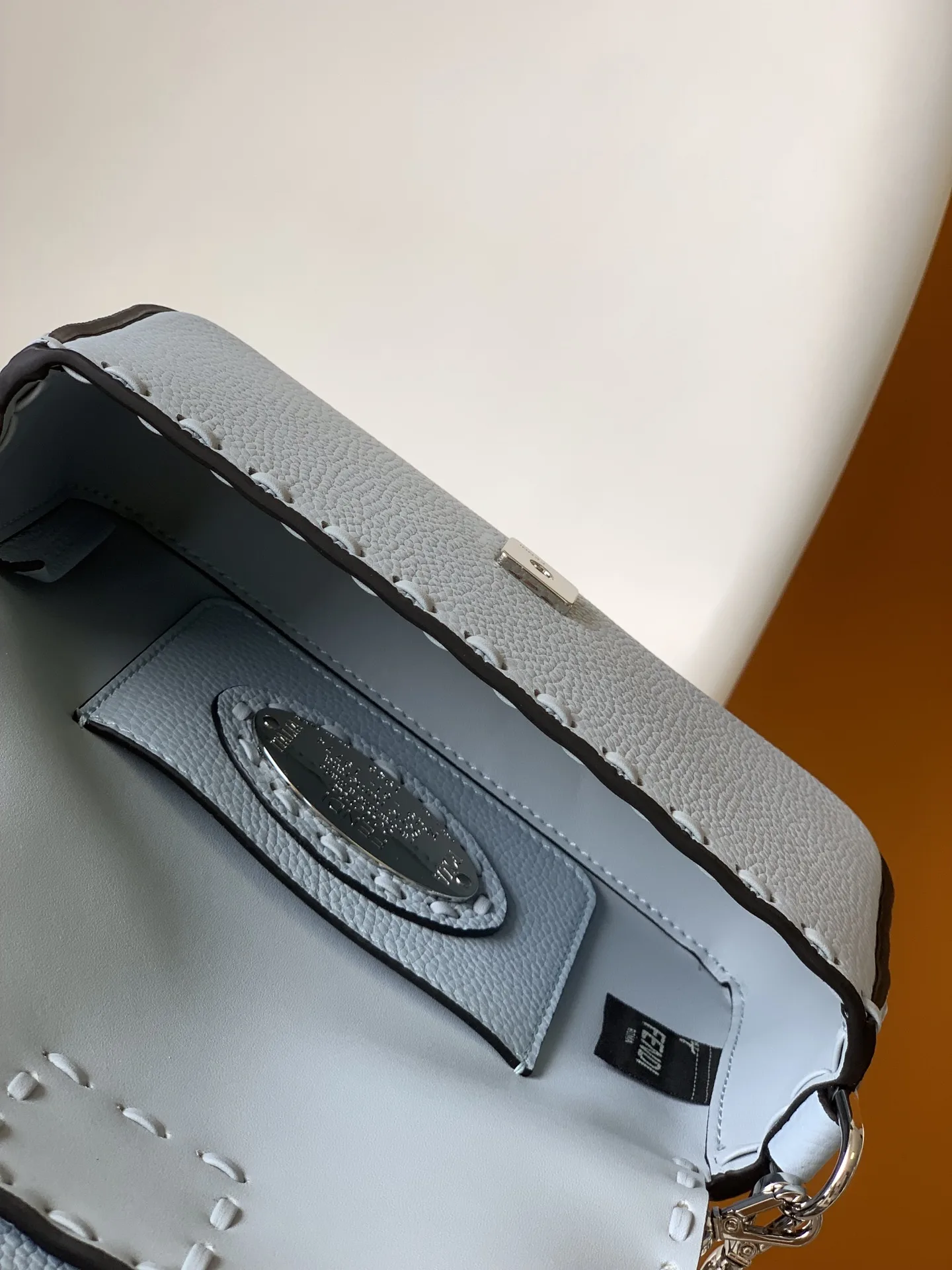Fendi Silver Baguette Grained Leather Shoulder Bag product photo from LabelPicks