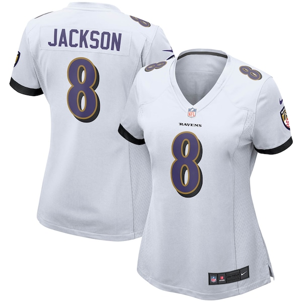 Lamar Jackson Baltimore Ravens Nike Women's Game Jersey - White/Black/Purple
