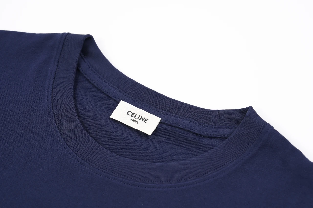 CELINE Navy Small Embroidered Logo T-Shirt product photo from LabelPicks