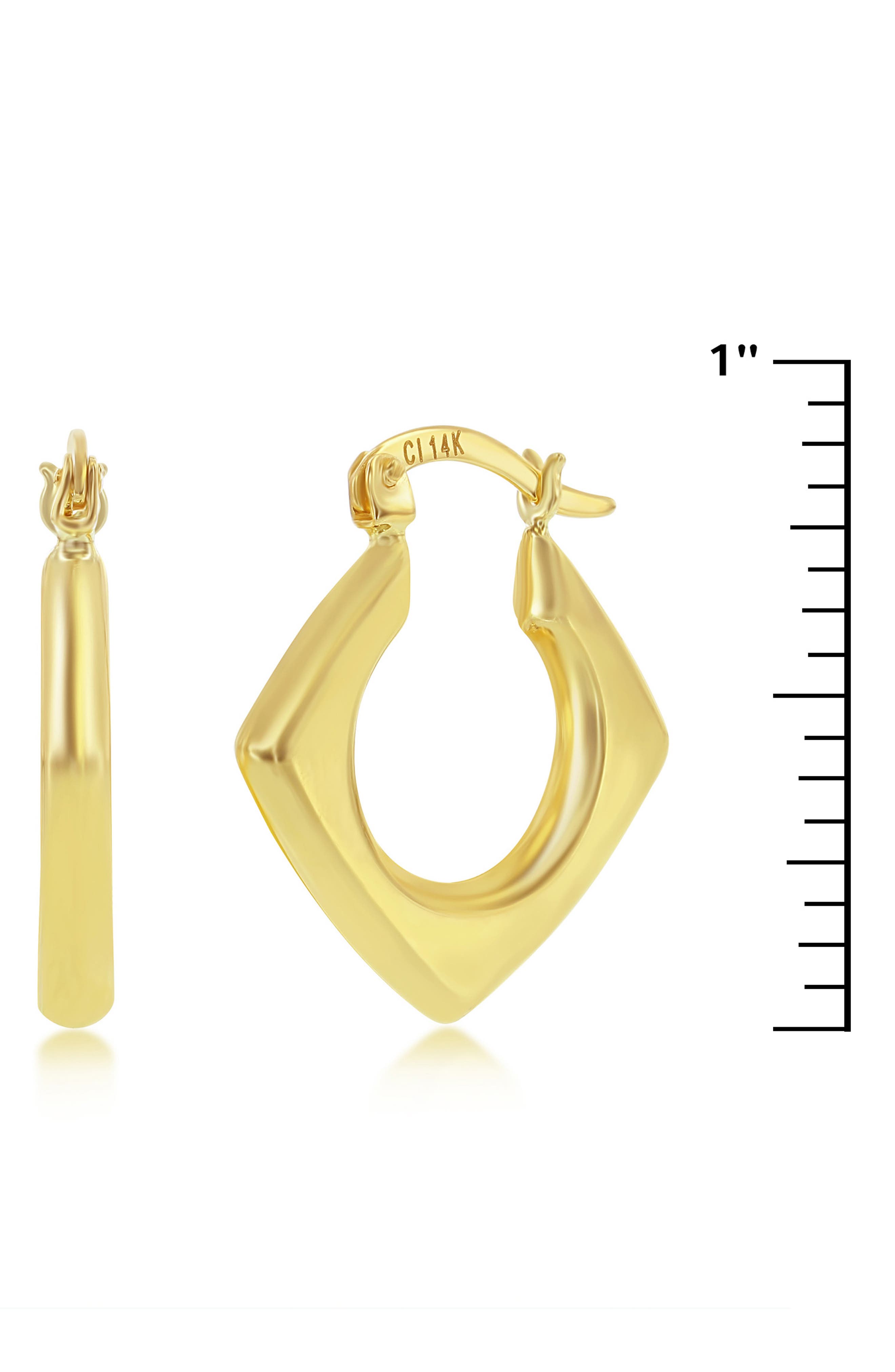 SIMONA 14K Yellow Gold Diamond Shaped Hoop Earrings