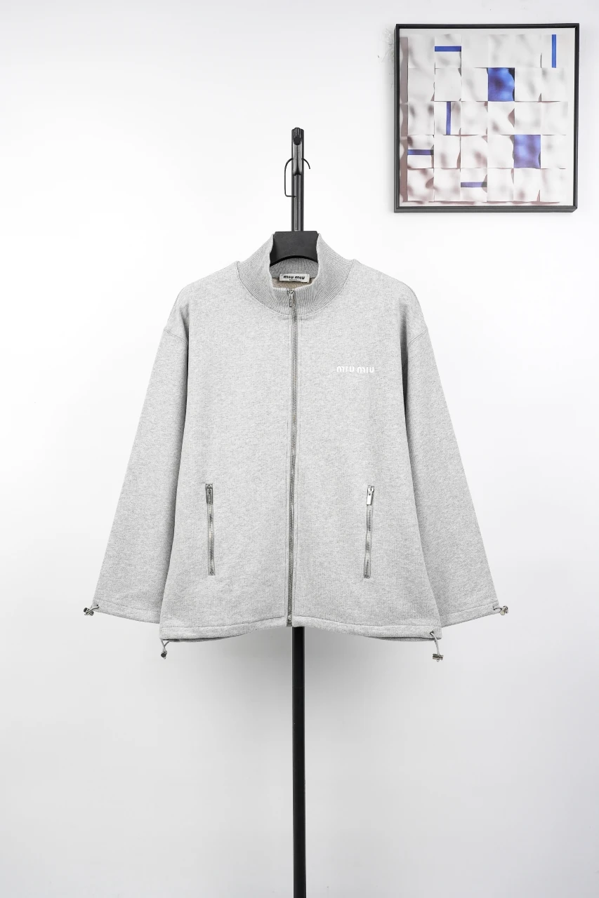 Miu Miu Heather Grey Stand Collar Zip Jacket product photo from LabelPicks