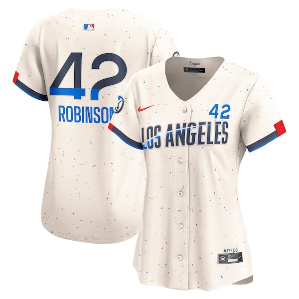 Jackie Robinson Los Angeles Dodgers Nike Women's City Connect Retired Limited Jersey - Cream