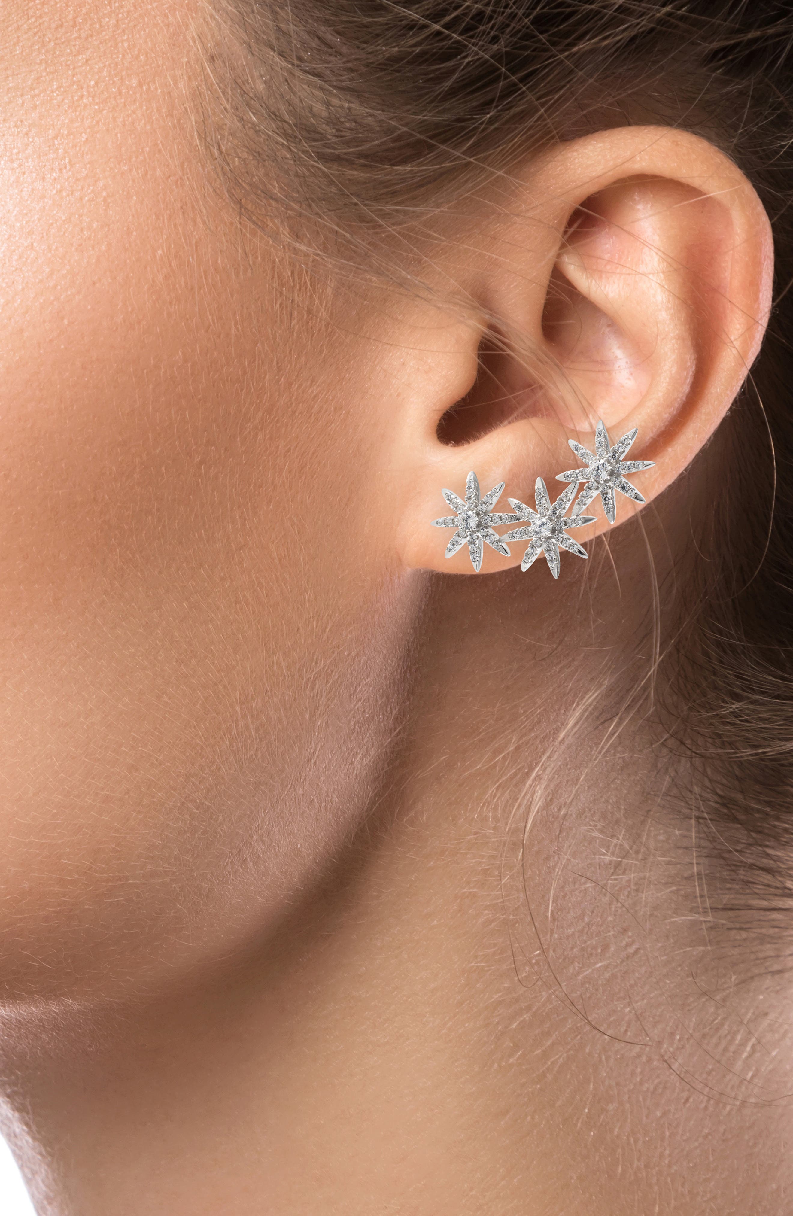 CZ by Kenneth Jay Lane Pavé Cubic Zirconia Triple Star Stud Earrings