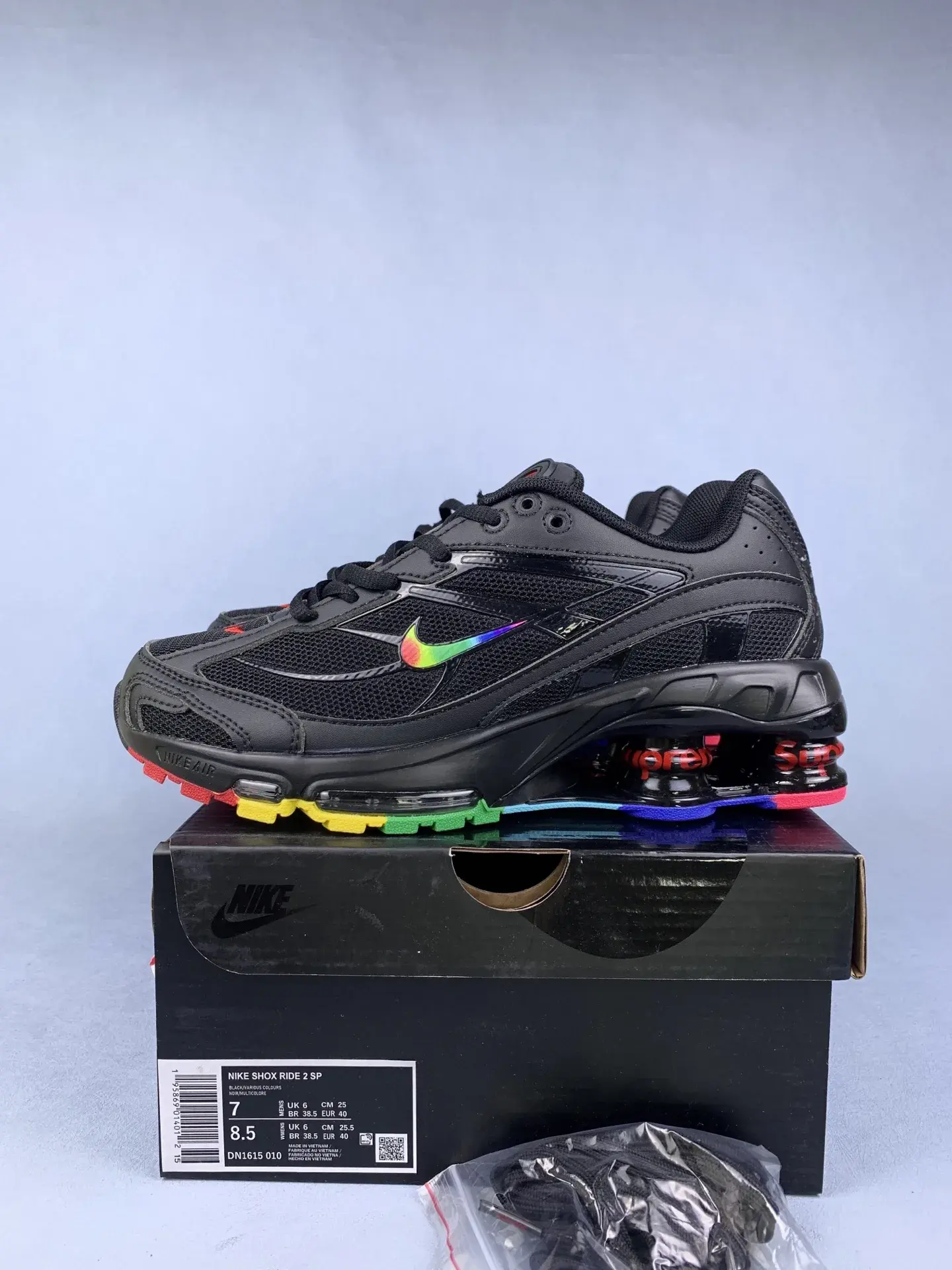 Supreme x Nike Shox Ride 2 SP 'Black/Various Colours' Shoes product photo from LabelPicks
