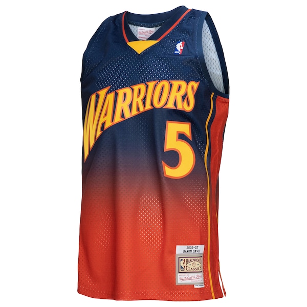 Baron Davis Golden State Warriors 2006/07 Hardwood Classics Fadeaway Swingman Player Jersey - Navy/Orange