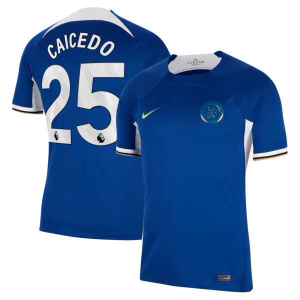 Moisés Caicedo Chelsea Nike 2023/24 Home Stadium Replica Player Jersey - Blue/Mint/Navy