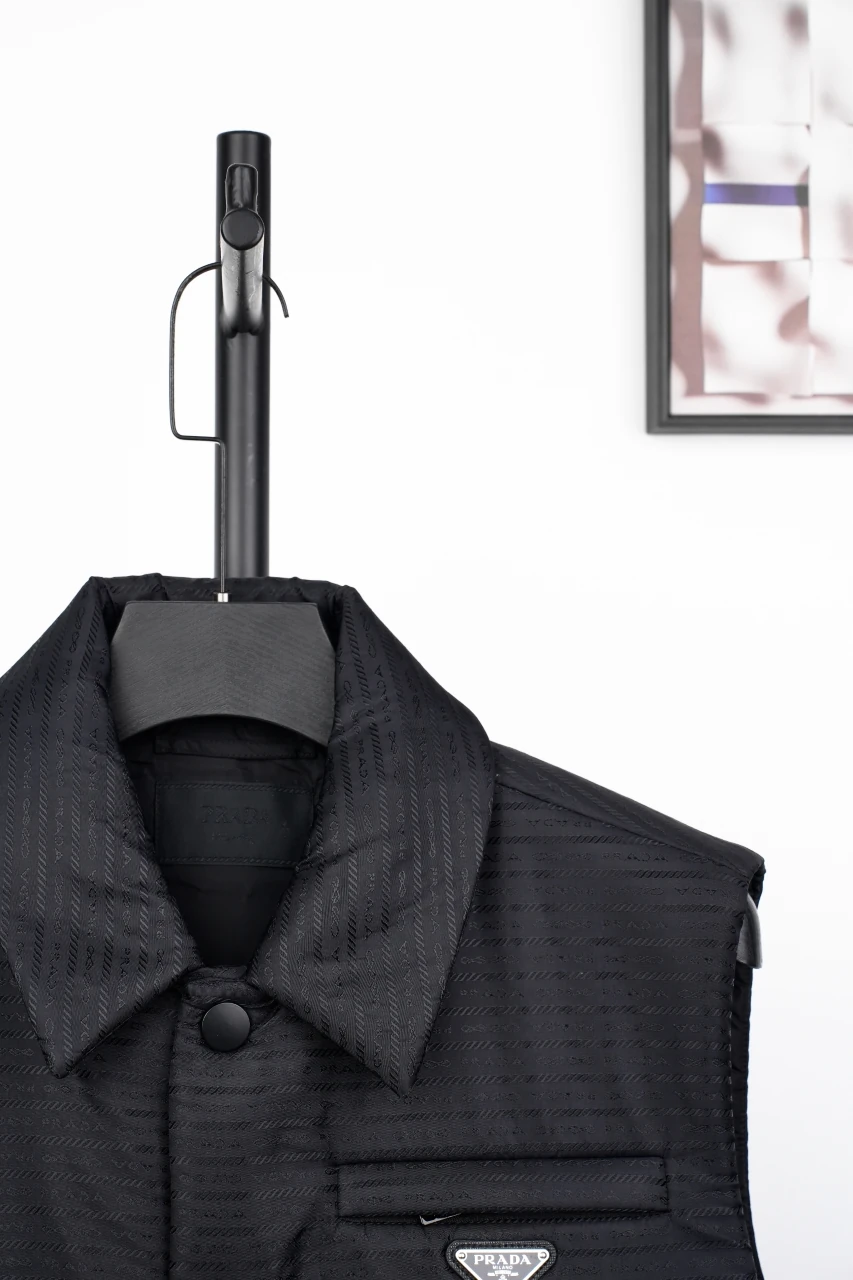 Prada Black Jacquard Triangle Logo Padded Vest product photo from LabelPicks