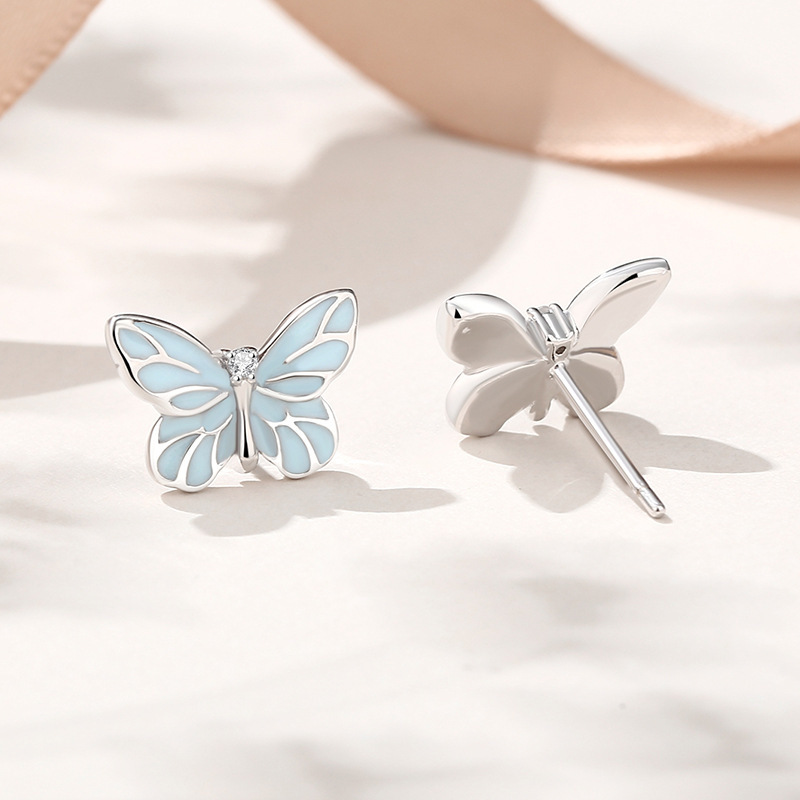 Original luminous butterfly earrings, made of 925 sterling silver, in Korean style, with a forest-inspired design, a trendy summer accessory, butterfly light earrings, a gift for best friends