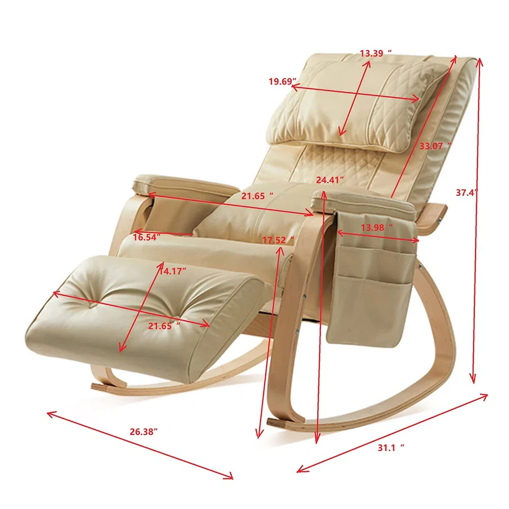 Heated Massage Rocking Chair - PU Leather Recliner with Vibration