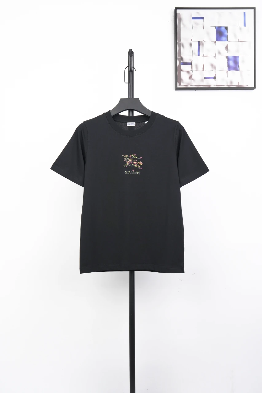 Burberry Black Floral Equestrian Knight Print T-Shirt product photo from LabelPicks