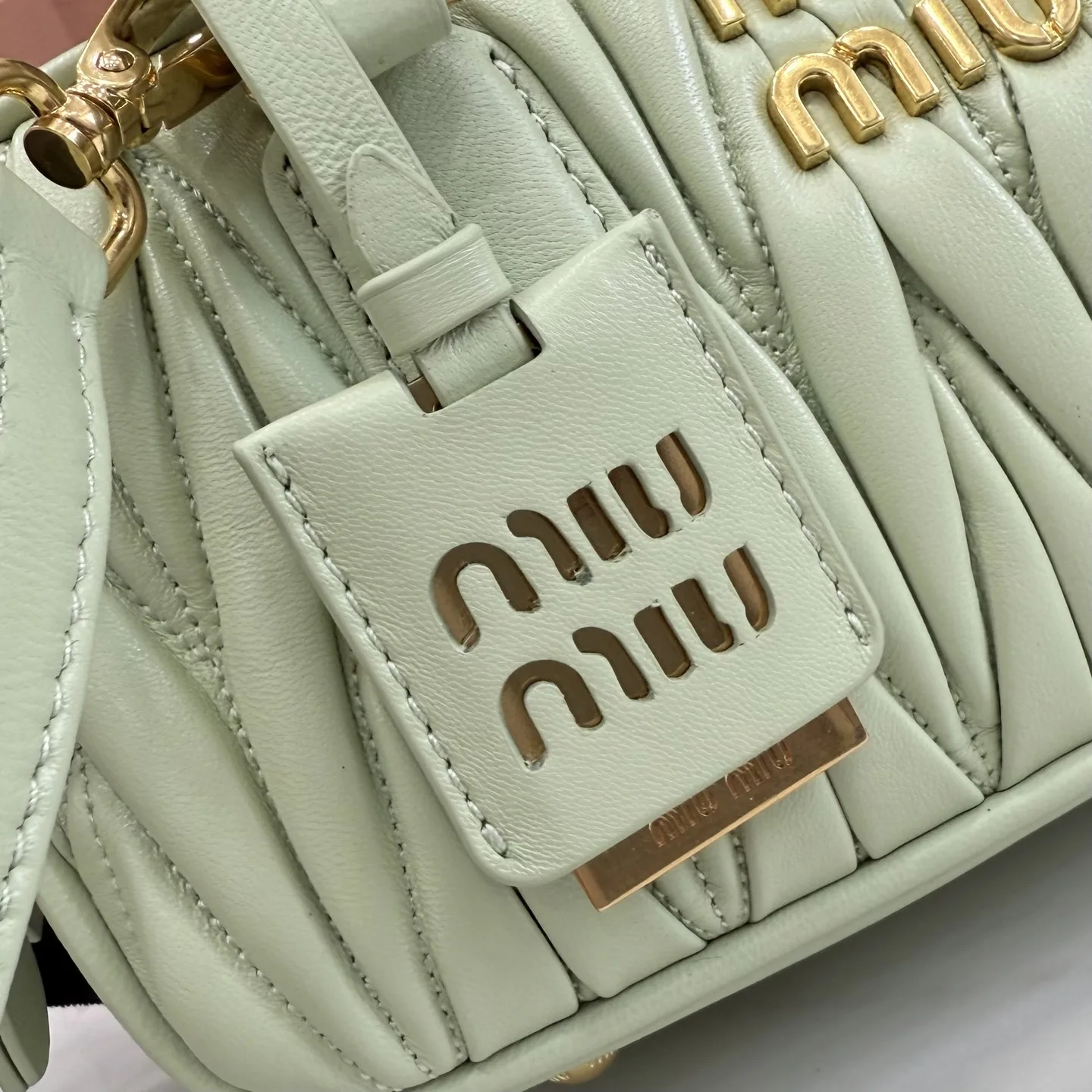 Miu Miu Matelasse Green Lambskin Top Handle Bag product photo from LabelPicks