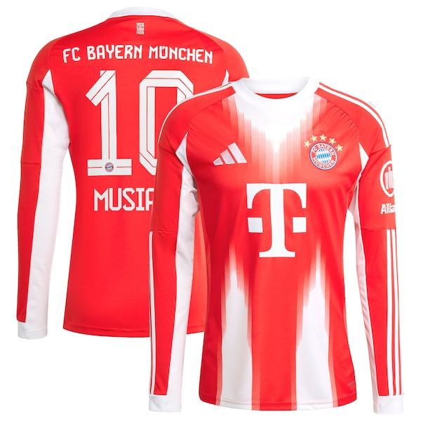 Jamal Musiala Bayern Munich adidas Home 2025/26 Replica Long Sleeve Player Jersey - Red