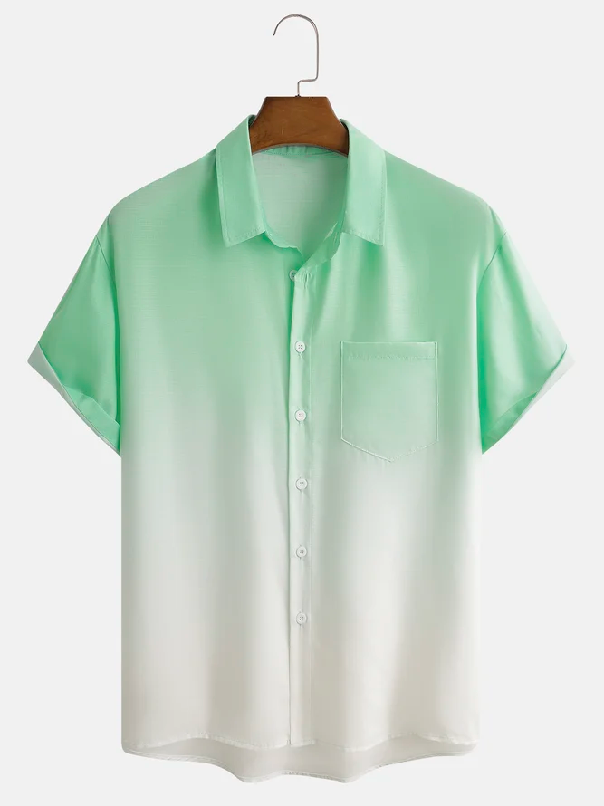 Gradient Color Short Sleeve Resort Shirt