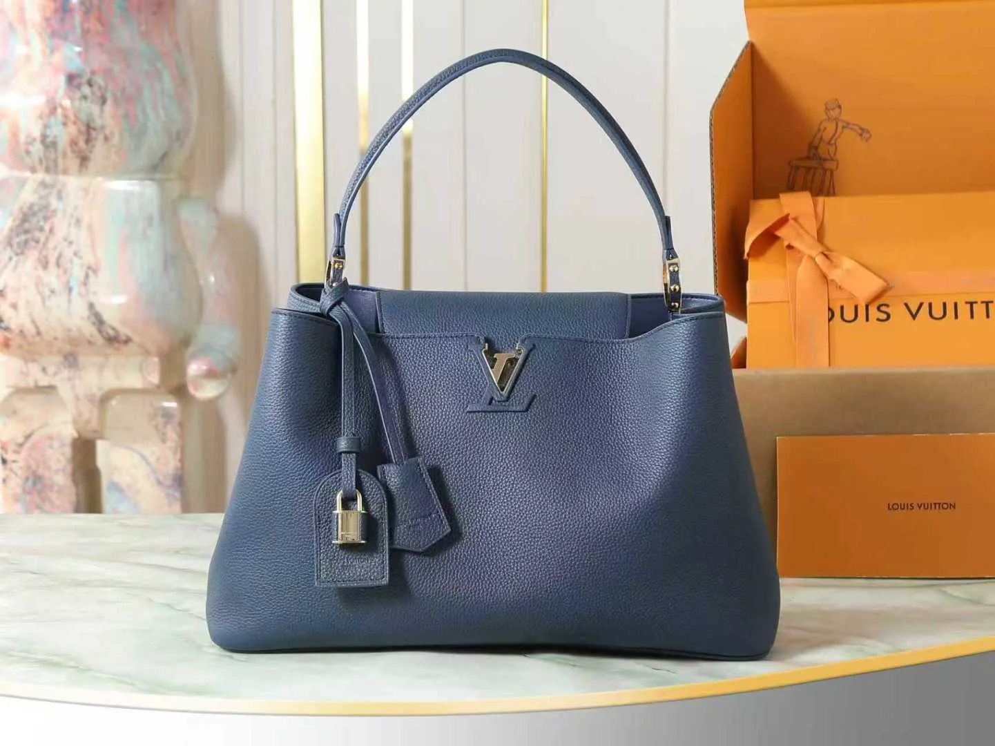 Louis Vuitton Capucines Blue Calfskin Top Handle Bag product photo from LabelPicks