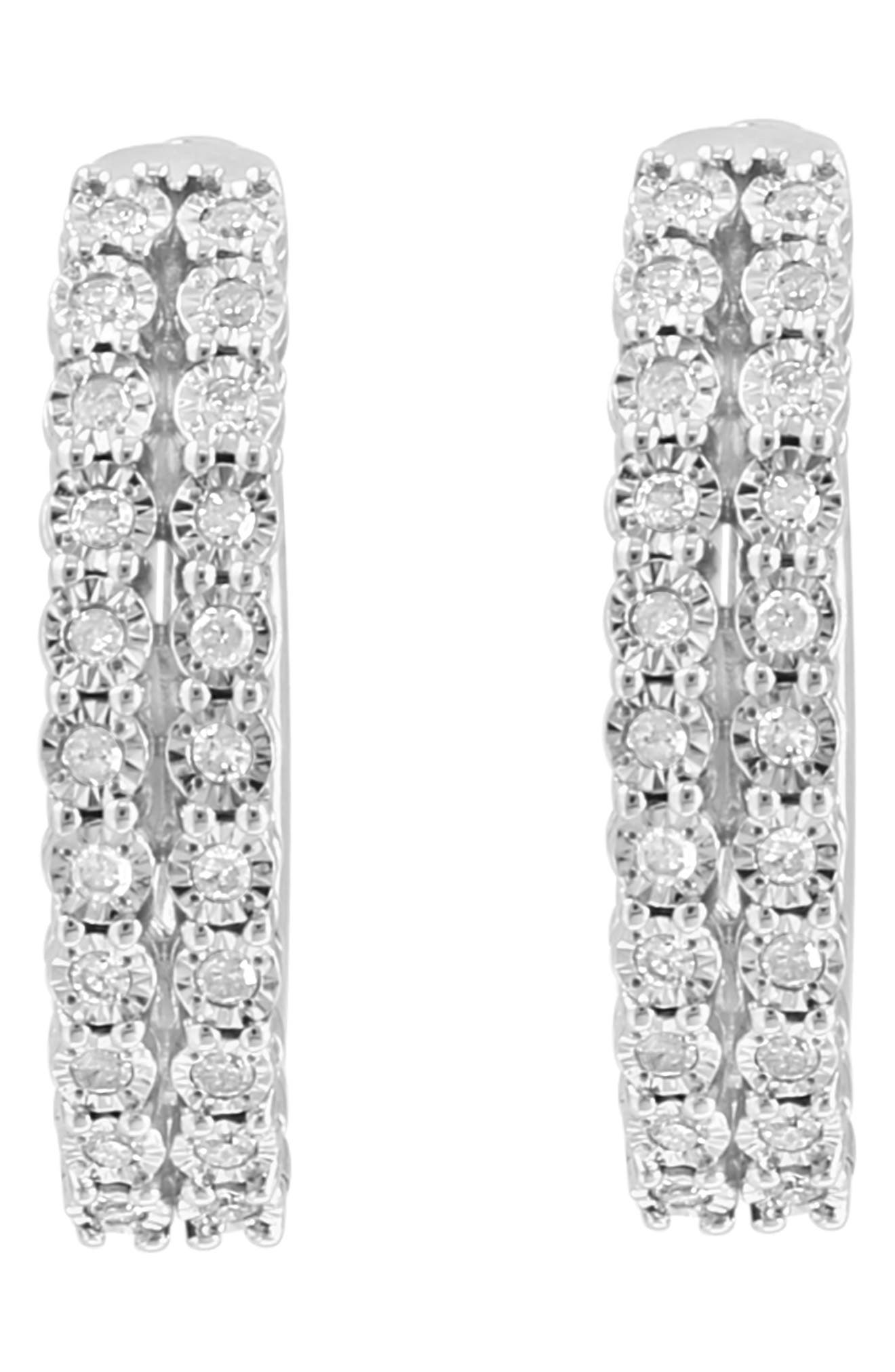 EFFY Sterling Silver Diamond Hoop Earrings - 0.28ct.