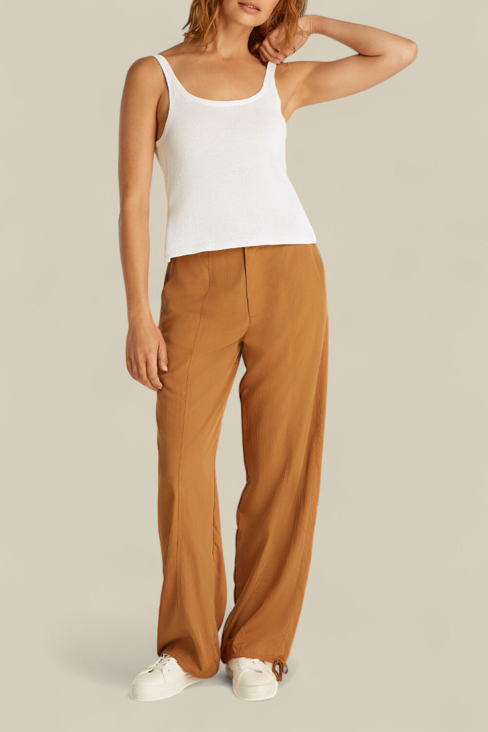 CALVIN KLEIN גופיית סריג עם קשירה מאחור