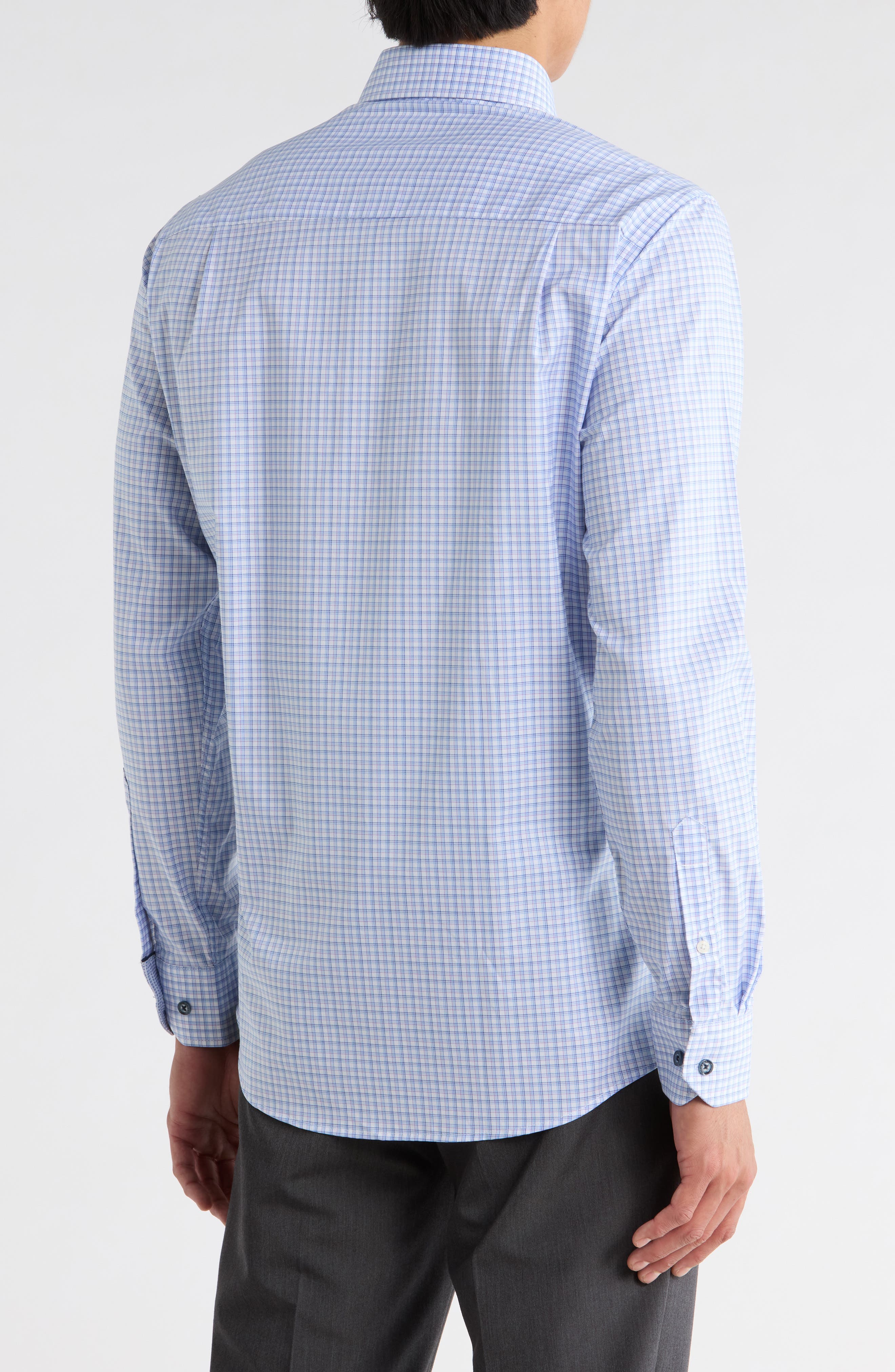 Duchamp Slim Fit Textured Dash Stretch Cotton Dress Shirt