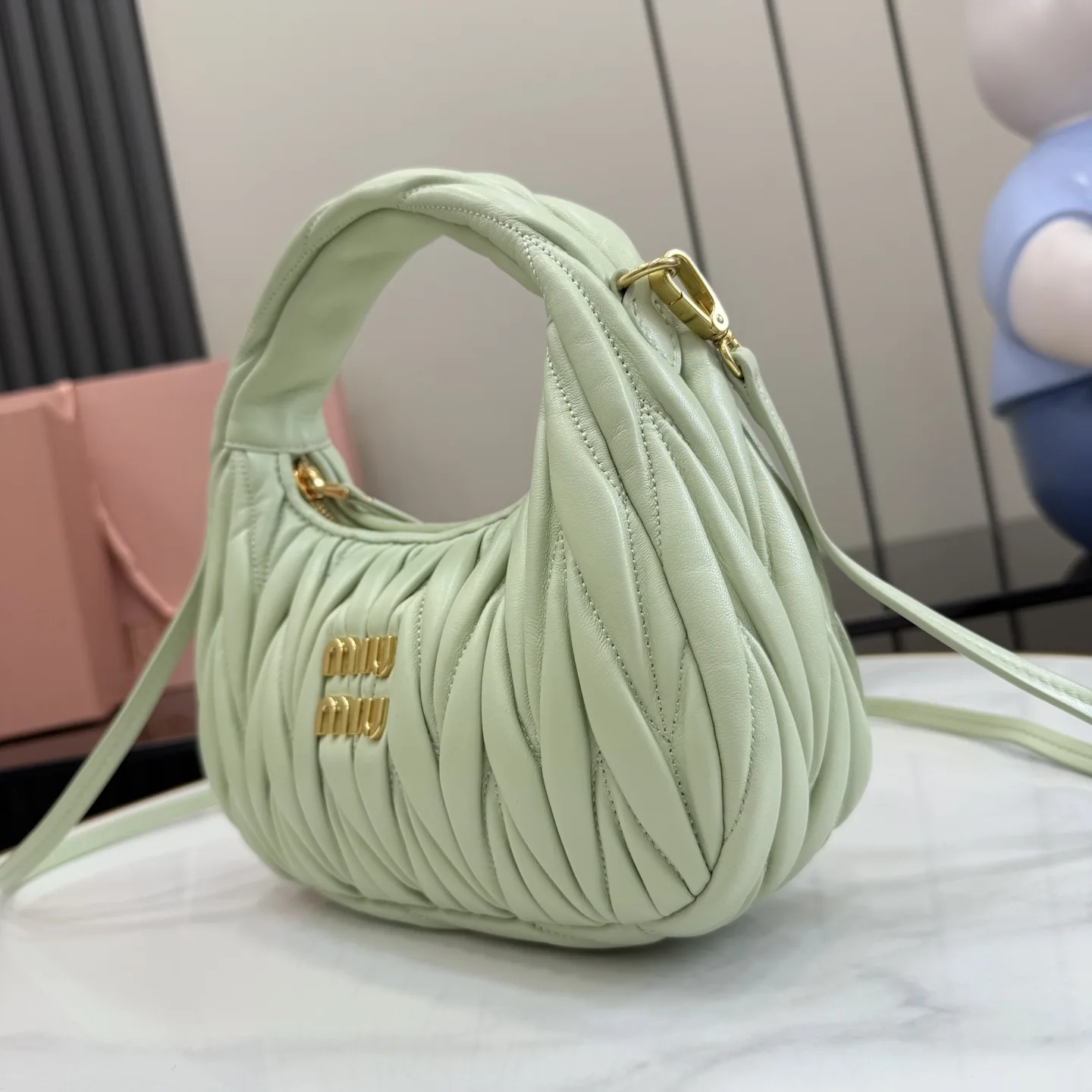Miu Miu Matelasse Green Lambskin Shoulder Bag product photo from LabelPicks