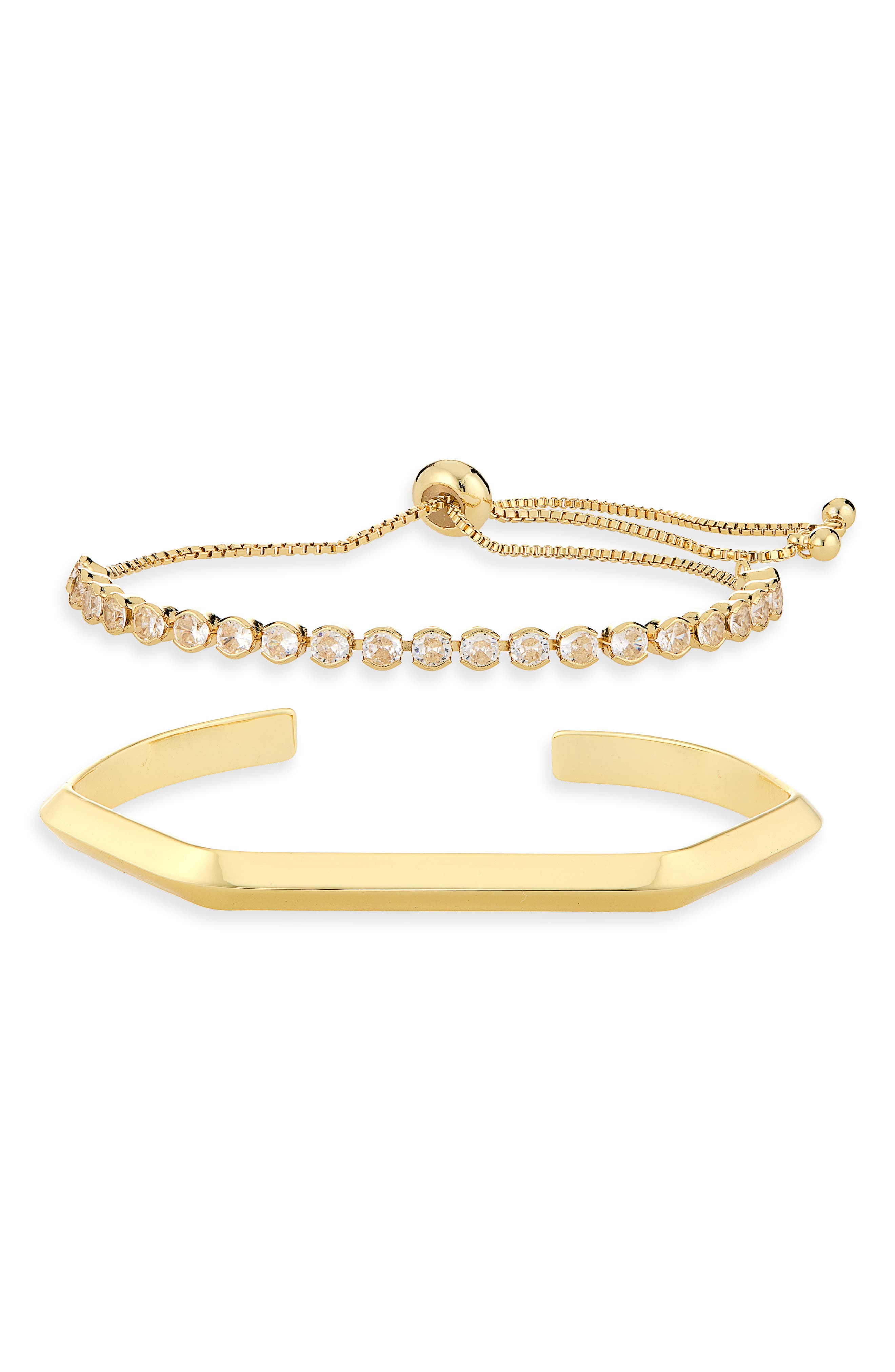 ARGENTO VIVO Set of 2 Geometric Bangle & Cubic Zirconia Tennis Bracelets