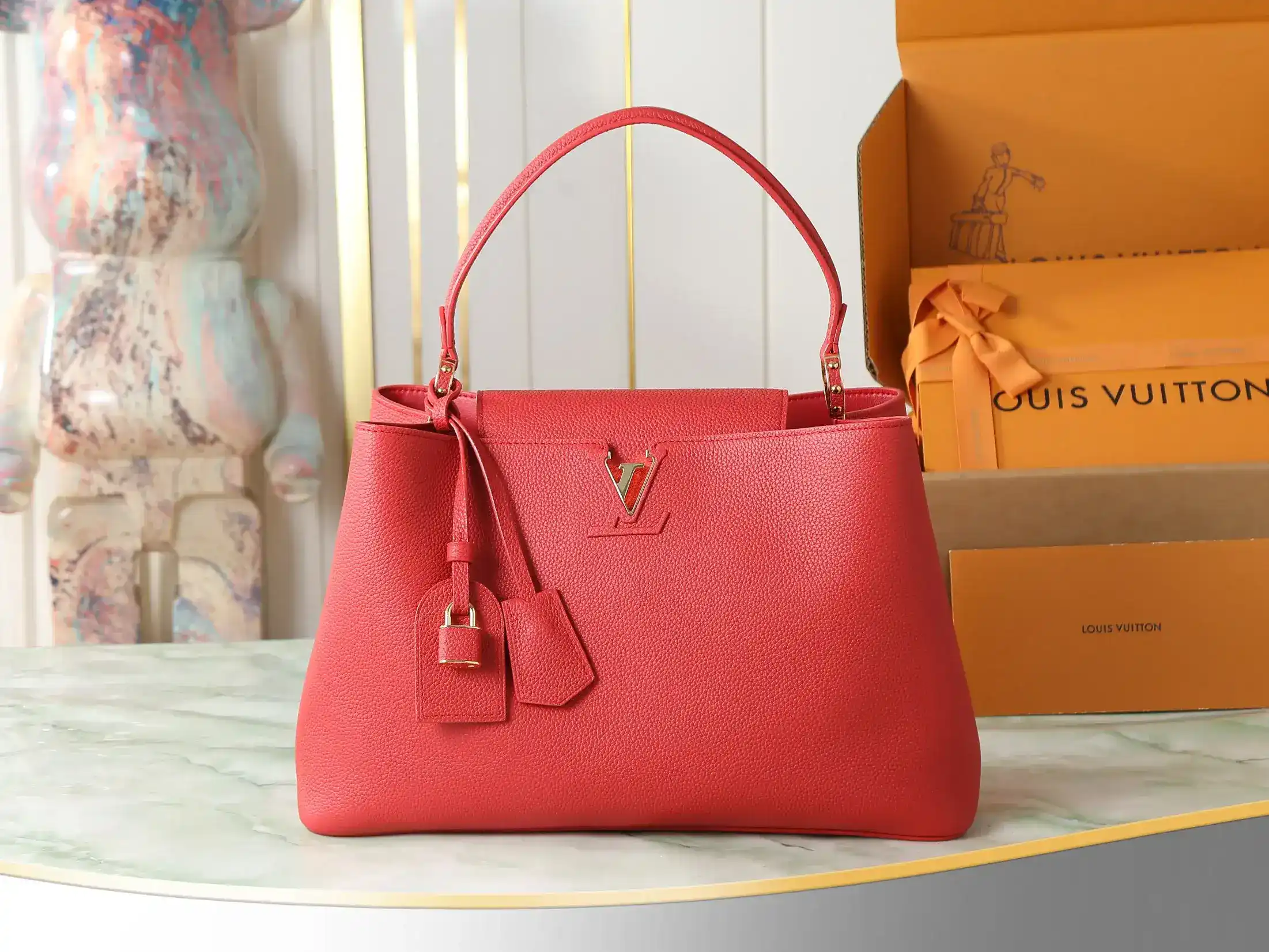 Louis Vuitton Red Capucines Calfskin Top Handle Bag product photo from LabelPicks