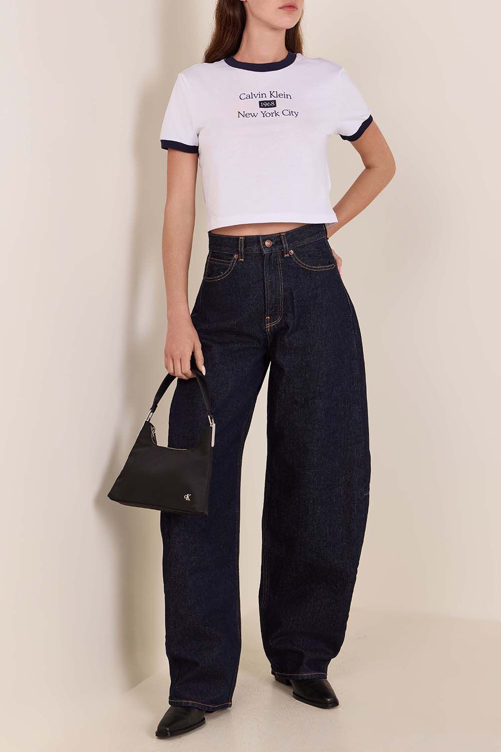 CALVIN KLEIN חולצת טי קרופ