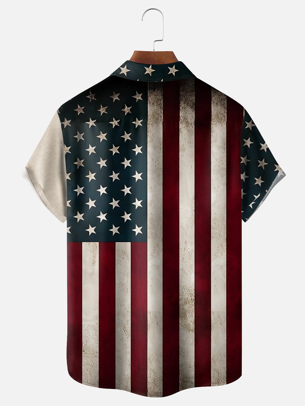 Moisture-wicking Memorial Day American Flag American Eagle Chest Pocket Casual Shirt