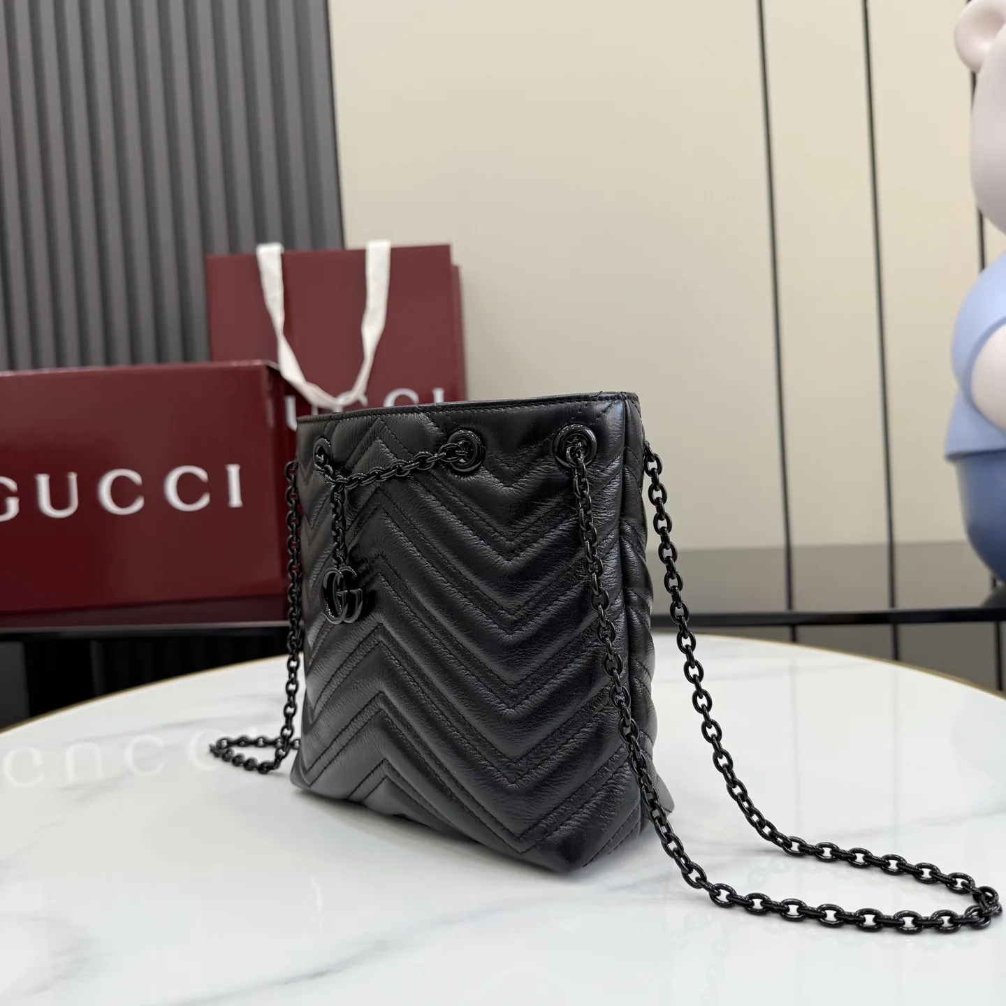 Gucci Marmont Black GG Supreme Canvas Bucket Bag product photo from LabelPicks