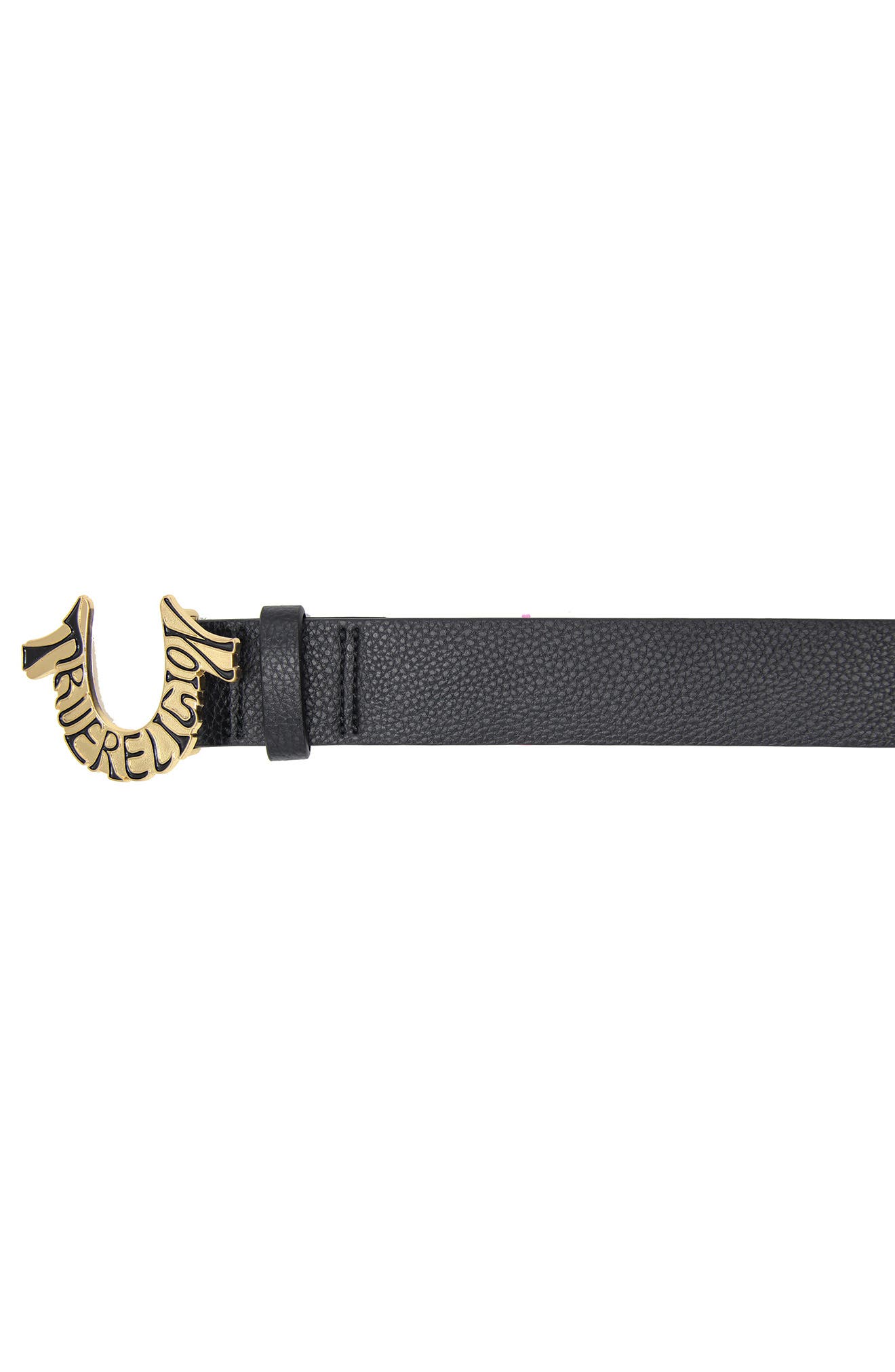 True Religion Shoup Logo Buckle Leather Belt