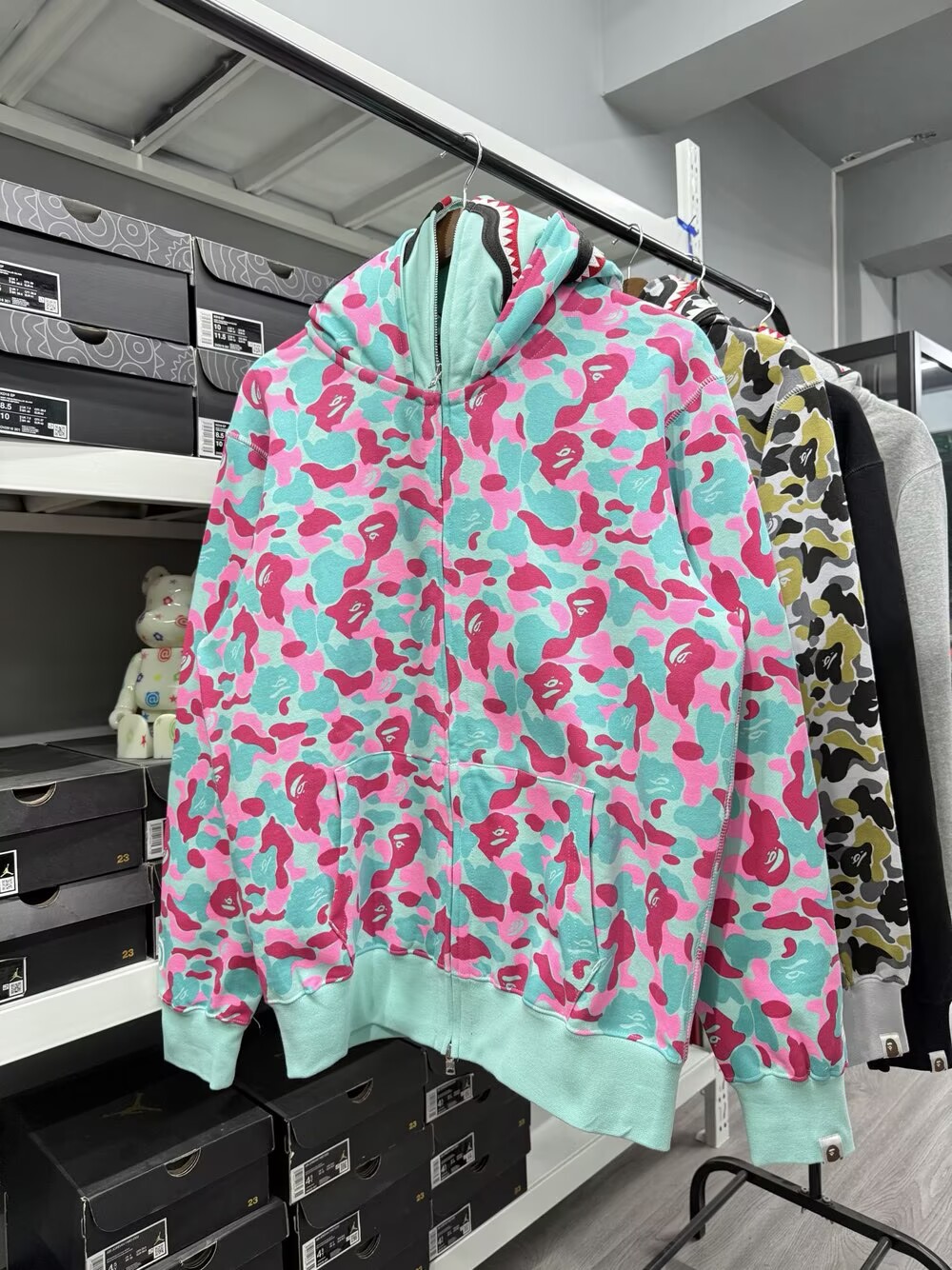 BAPE Store Miami Pullover Hoodie Pink and Blue