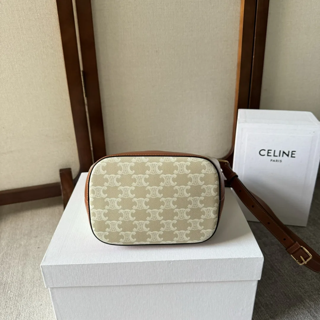 Celine Beige Folco Triomphe Canvas Bucket Bag product photo from LabelPicks