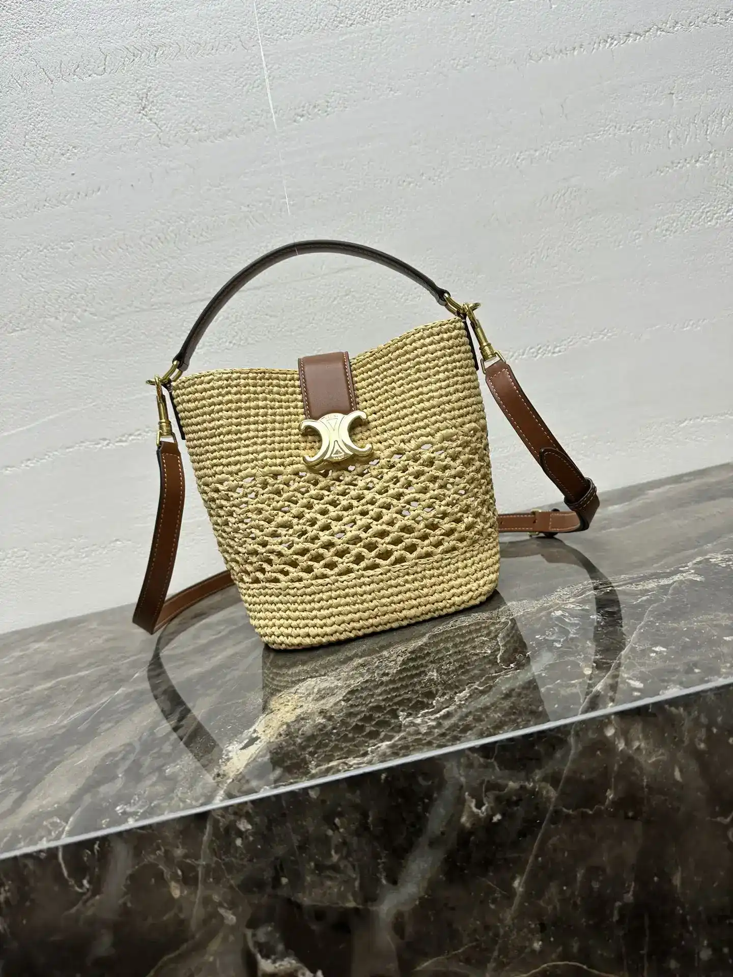 Celine Louise Woven Leather Bucket Bag product photo from LabelPicks