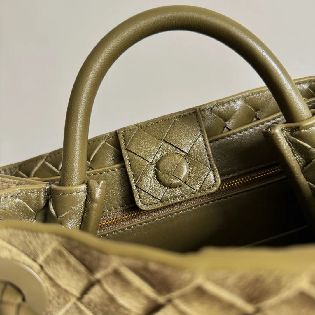 Bottega Veneta Andiamo White Intrecciato Woven Leather Top Handle Bag product photo from LabelPicks