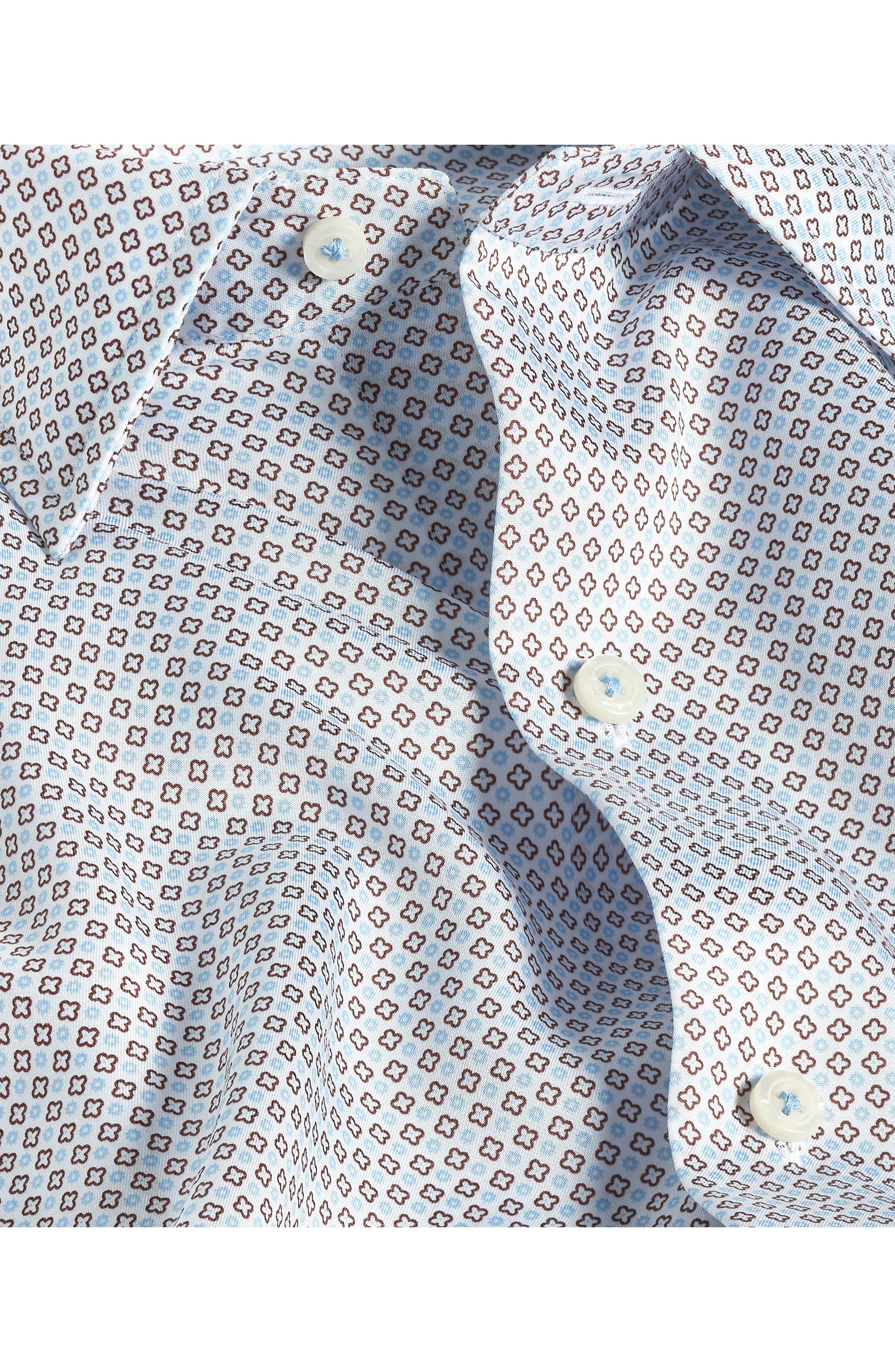 David Donahue Micro Print Lyocell Short Sleeve Shirt