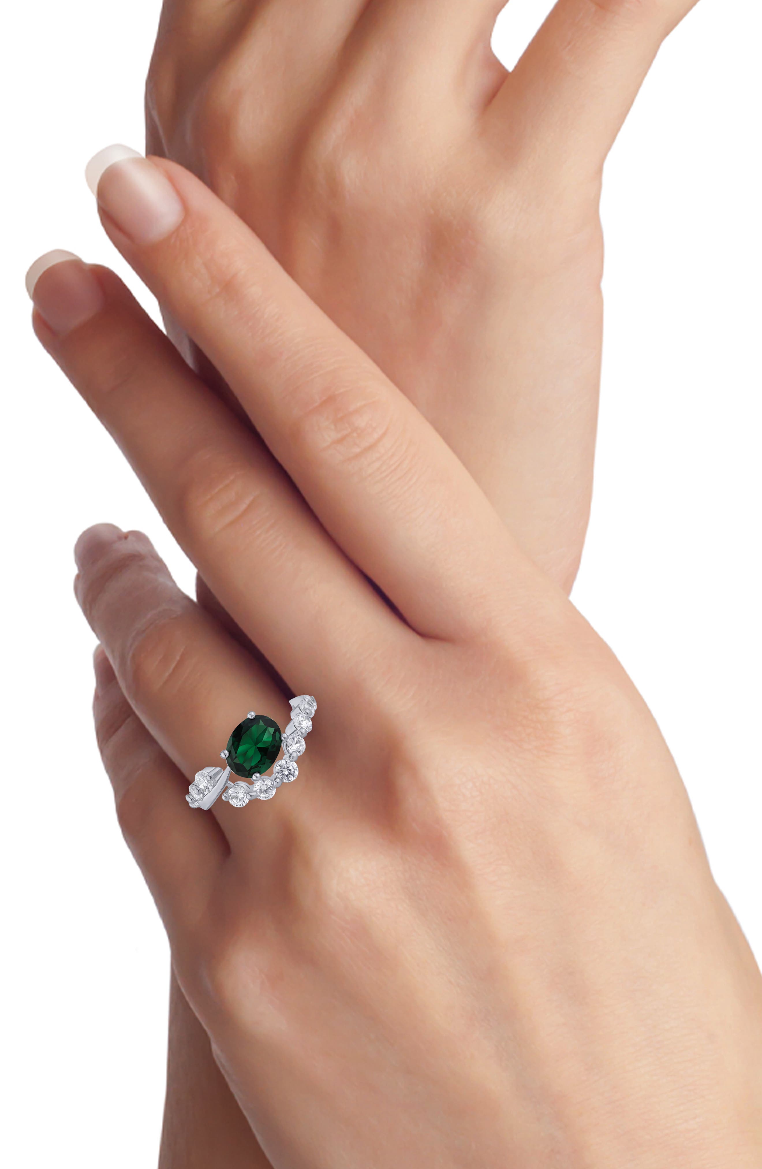 CZ by Kenneth Jay Lane Oval Cubic Zirconia Half Border Ring