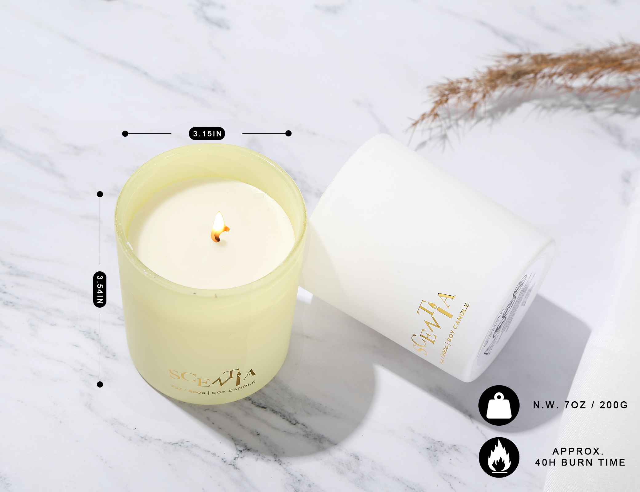 Facoty Custom Logo 200g / 7oz Soy Wax Candles in Tube Gift Box